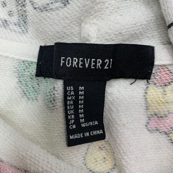Forever 21 Hooded Emoji Sweater - White/Multi, Juniors Size Medium, Cotton Blend - Picture 3 of 4